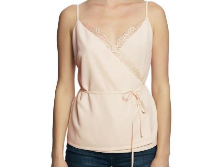 1. STATE Womens Pink Lace Tie Wrap-front Spaghetti Strap V Neck Tank Top Online now