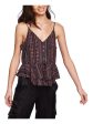 1. STATE Womens Pink Ruffled Tribal Spaghetti Strap V Neck Top Online