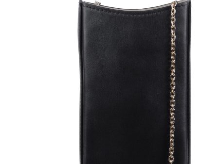 CAFUNE Women s Black Leather Chain Strap Phone Pouch Online Hot Sale