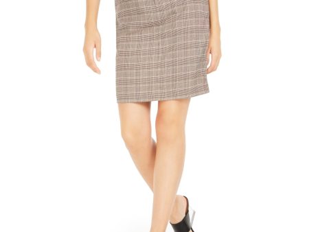 BAR III Womens Houndstooth Above The Knee Pencil Skirt Fashion