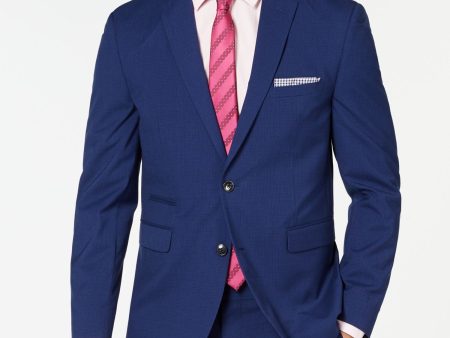 VINCE CAMUTO Mens Blue Single Breasted, Check Slim Fit Wrinkle Resistant Suit Blazer For Sale