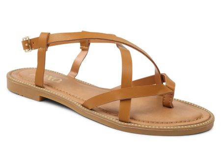 XOXO Womens Brown Strappy Padded Maury Round Toe Block Heel Buckle Sandals Shoes Online now