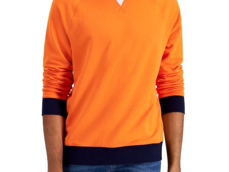 CLUBROOM Mens Orange Turtle Neck Classic Fit Fleece Sweatshirt Hot on Sale