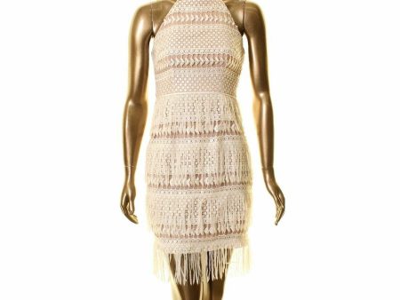 AIDAN MATTOX Womens Ivory Sleeveless Halter Above The Knee Cocktail Sheath Dress Discount