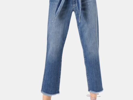 JOE S Womens Blue Belted Zippered Straight leg Jeans Supply