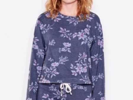 SUNDRY Womens Ribbed Floral Sweatshirt Cheap