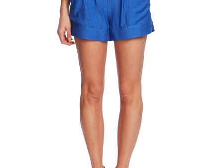 CECE Womens Blue Tie Pocketed Paperbag Shorts Online Sale