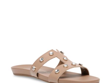 ANNE KLEIN Womens Beige Studded Cushioned Ely Round Toe Slip On Slide Sandals Shoes M Online Hot Sale