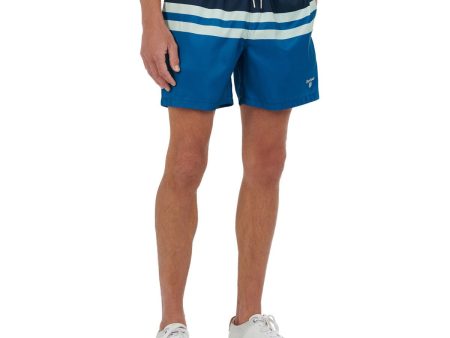 BARBOUR Mens Swimwear Navy Color Block Classic Fit Stretch Shorts Online now