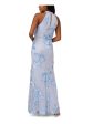 ADRIANNA PAPELL Womens Light Blue Zippered Slitted Keyhole Back Lined Sleeveless Mock Neck Full-Length Evening Gown Dress Online