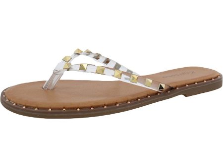 ZIGI SOHO Womens Clear Rhinestone Padded Patsye Round Toe Slip On Flip Flop Sandal M Supply