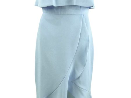 XSCAPE Womens Light Blue Ruffled Zippered Sleeveless Sweetheart Neckline Short Party Hi-Lo Dress on Sale