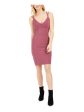 BAR III Womens Pink Textured Sleeveless Scoop Neck Above The Knee Body Con Dress Hot on Sale